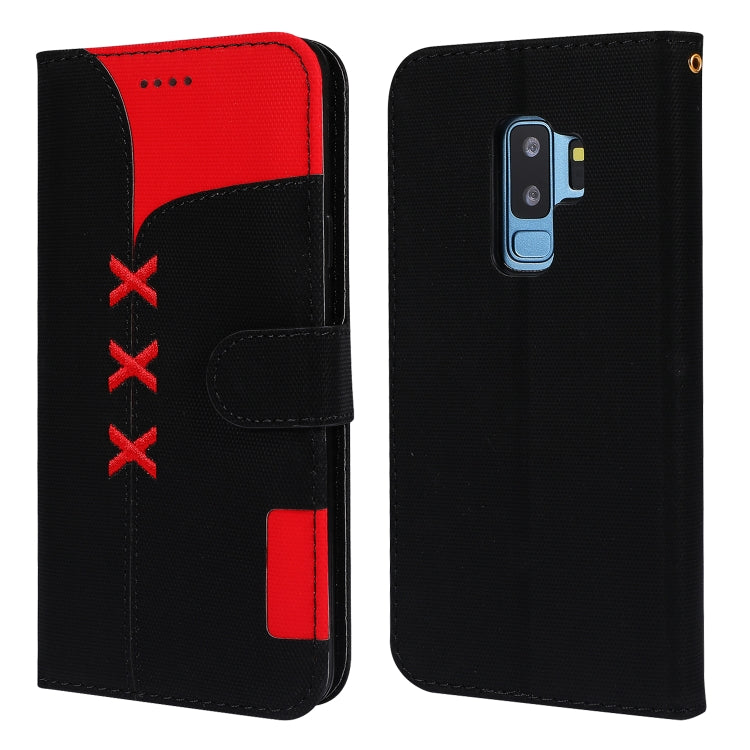 Fabric Stitching Embroidery Horizontal Flip Leather Case With Holder & Card Slots & Wallet for Galaxy S9+