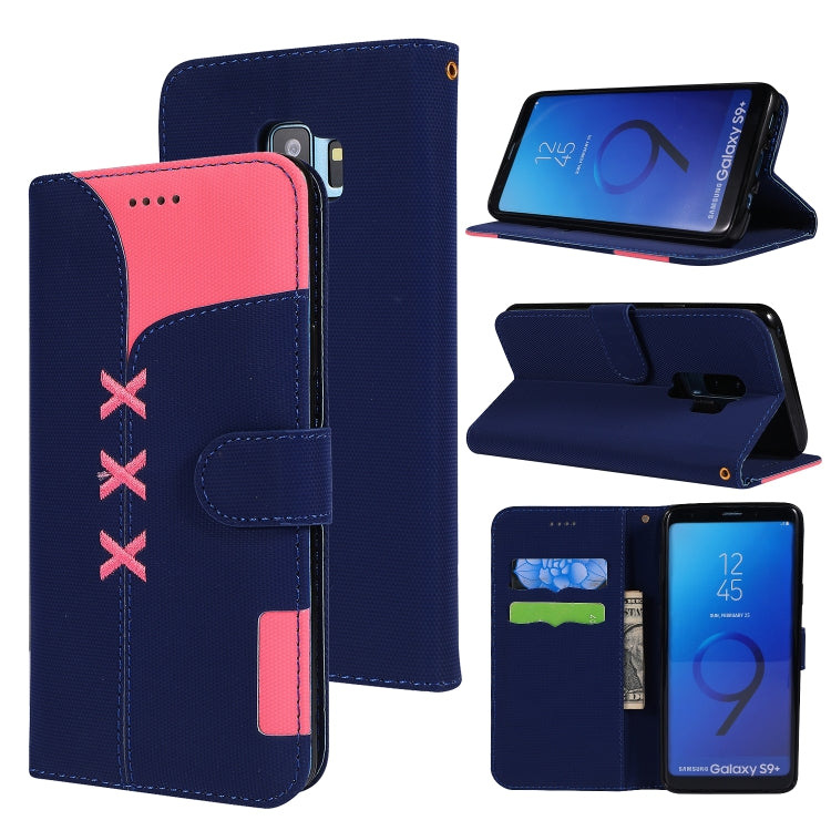 Fabric Stitching Embroidery Horizontal Flip Leather Case With Holder & Card Slots & Wallet for Galaxy S9+