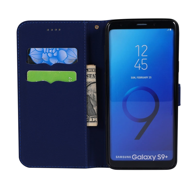 Fabric Stitching Embroidery Horizontal Flip Leather Case With Holder & Card Slots & Wallet for Galaxy S9+