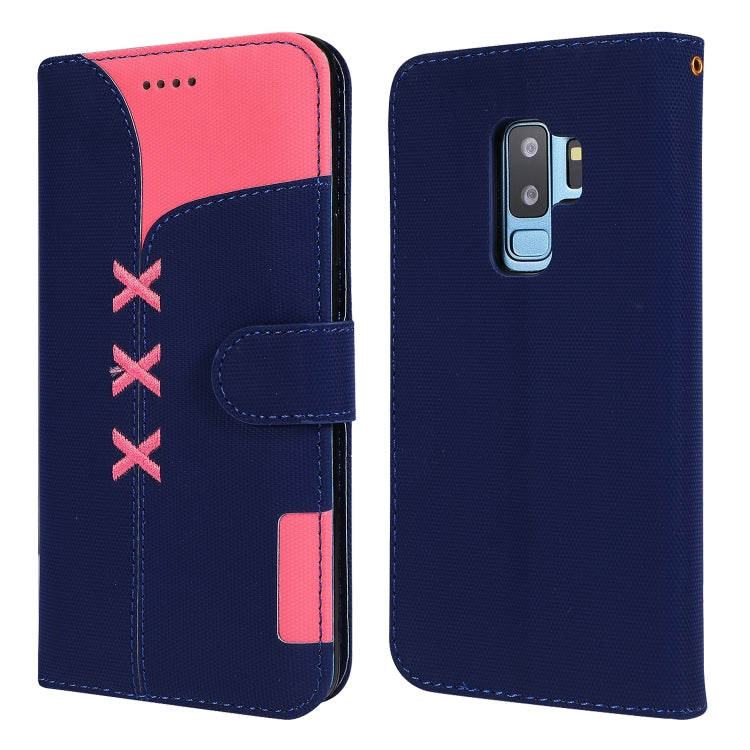 Fabric Stitching Embroidery Horizontal Flip Leather Case With Holder & Card Slots & Wallet for Galaxy S9+