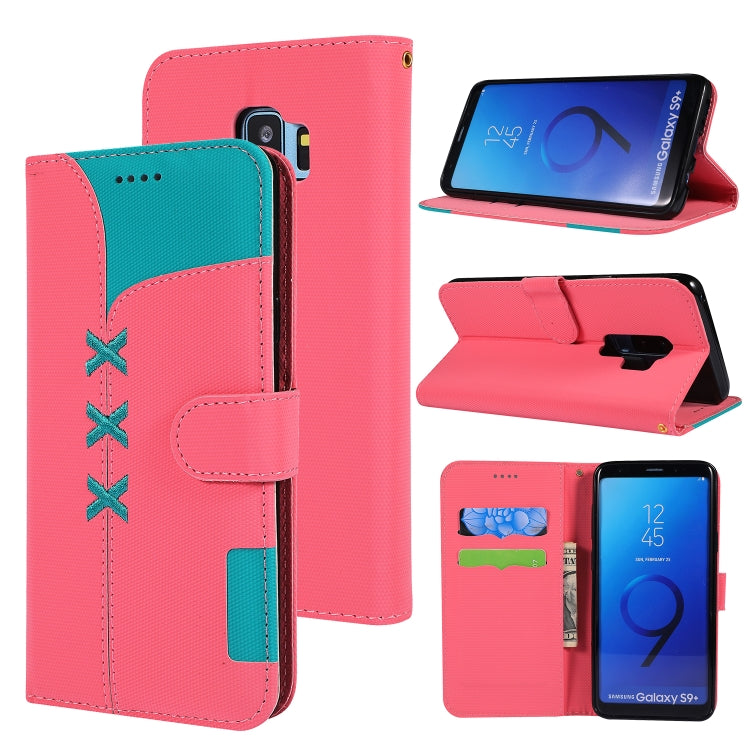 Fabric Stitching Embroidery Horizontal Flip Leather Case With Holder & Card Slots & Wallet for Galaxy S9+