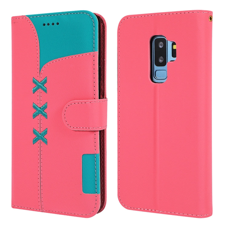 Fabric Stitching Embroidery Horizontal Flip Leather Case With Holder & Card Slots & Wallet for Galaxy S9+