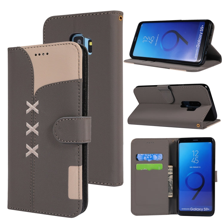 Fabric Stitching Embroidery Horizontal Flip Leather Case With Holder & Card Slots & Wallet for Galaxy S9+