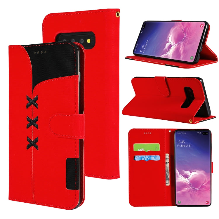 Fabric Stitching Embroidery Horizontal Flip Leather Case With Holder & Card Slots & Wallet for Galaxy S10