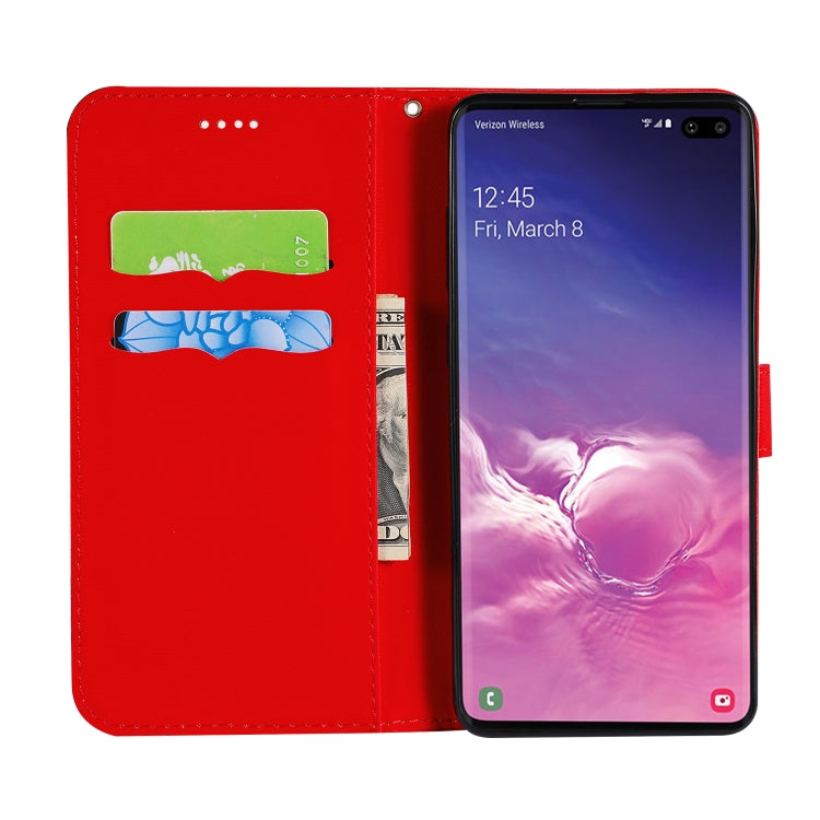 Fabric Stitching Embroidery Horizontal Flip Leather Case With Holder & Card Slots & Wallet for Galaxy S10