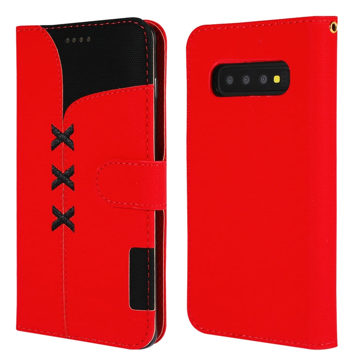 Fabric Stitching Embroidery Horizontal Flip Leather Case With Holder & Card Slots & Wallet for Galaxy S10