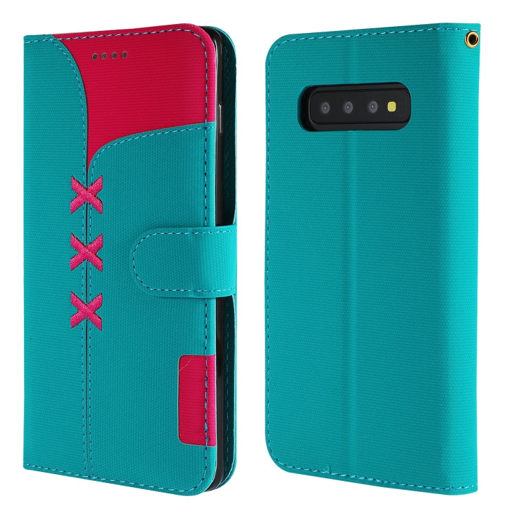 Fabric Stitching Embroidery Horizontal Flip Leather Case With Holder & Card Slots & Wallet for Galaxy S10