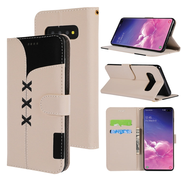 Fabric Stitching Embroidery Horizontal Flip Leather Case With Holder & Card Slots & Wallet for Galaxy S10