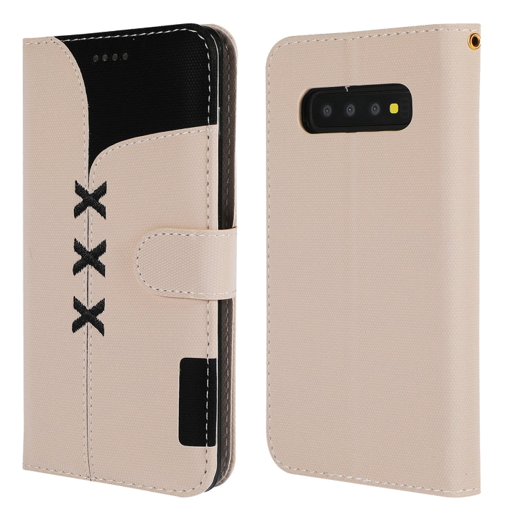 Fabric Stitching Embroidery Horizontal Flip Leather Case With Holder & Card Slots & Wallet for Galaxy S10