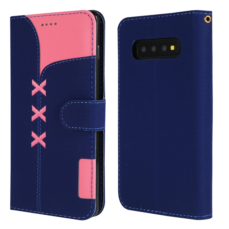 Fabric Stitching Embroidery Horizontal Flip Leather Case With Holder & Card Slots & Wallet for Galaxy S10