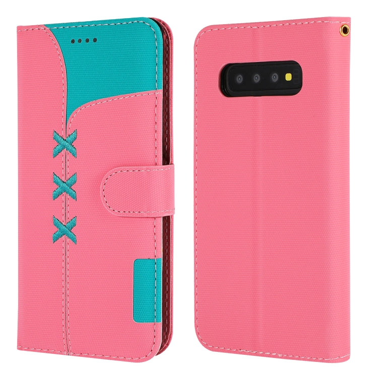 Fabric Stitching Embroidery Horizontal Flip Leather Case With Holder & Card Slots & Wallet for Galaxy S10