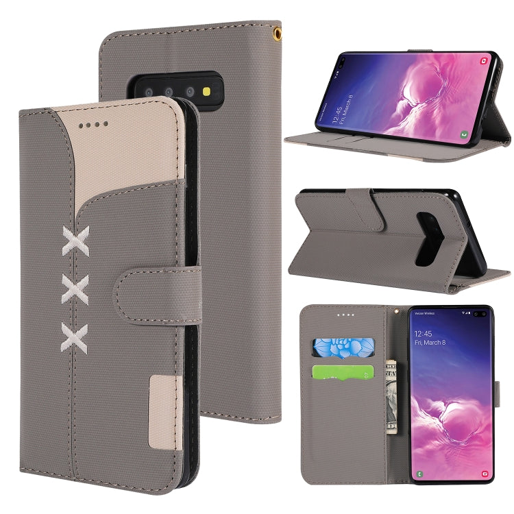 Fabric Stitching Embroidery Horizontal Flip Leather Case With Holder & Card Slots & Wallet for Galaxy S10