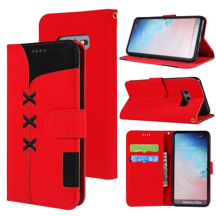 Fabric Stitching Embroidery Horizontal Flip Leather Case With Holder & Card Slots & Wallet for Galaxy S10e