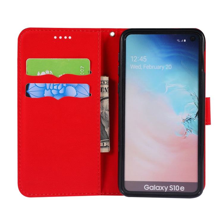 Fabric Stitching Embroidery Horizontal Flip Leather Case With Holder & Card Slots & Wallet for Galaxy S10e