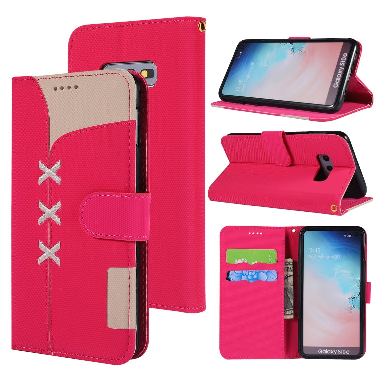 Fabric Stitching Embroidery Horizontal Flip Leather Case With Holder & Card Slots & Wallet for Galaxy S10e