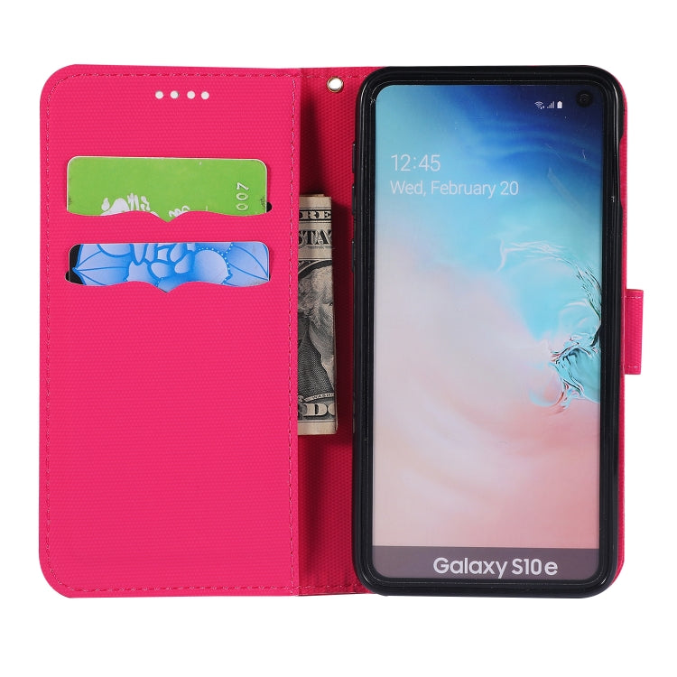 Fabric Stitching Embroidery Horizontal Flip Leather Case With Holder & Card Slots & Wallet for Galaxy S10e