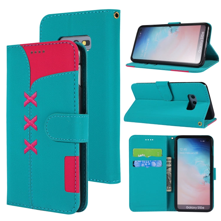 Fabric Stitching Embroidery Horizontal Flip Leather Case With Holder & Card Slots & Wallet for Galaxy S10e