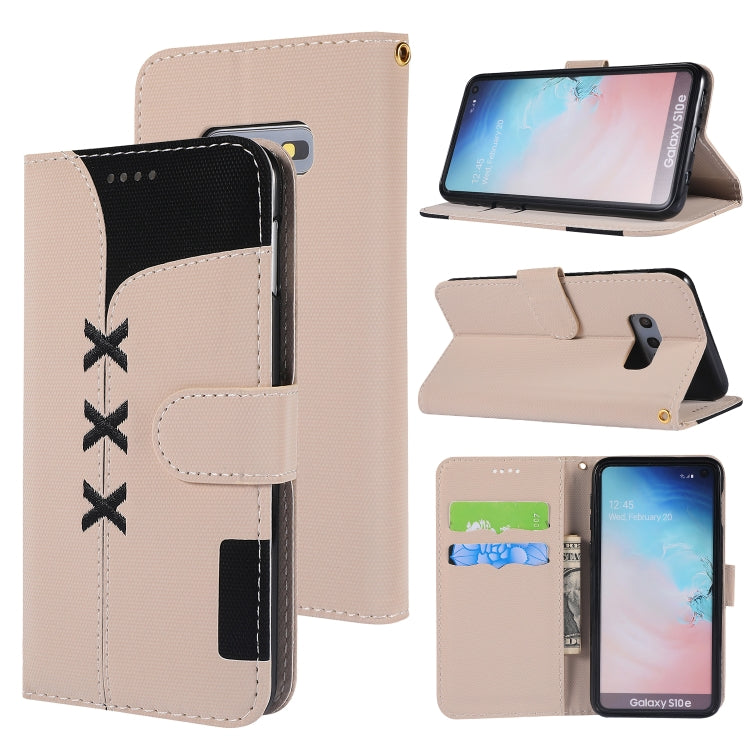 Fabric Stitching Embroidery Horizontal Flip Leather Case With Holder & Card Slots & Wallet for Galaxy S10e