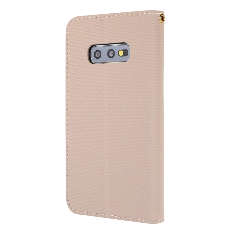 Fabric Stitching Embroidery Horizontal Flip Leather Case With Holder & Card Slots & Wallet for Galaxy S10e