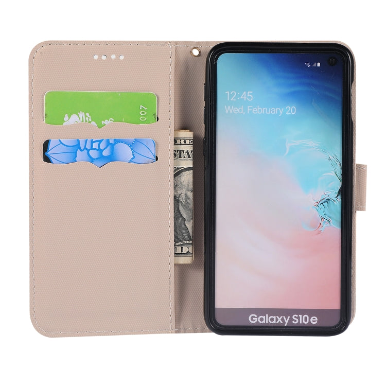 Fabric Stitching Embroidery Horizontal Flip Leather Case With Holder & Card Slots & Wallet for Galaxy S10e