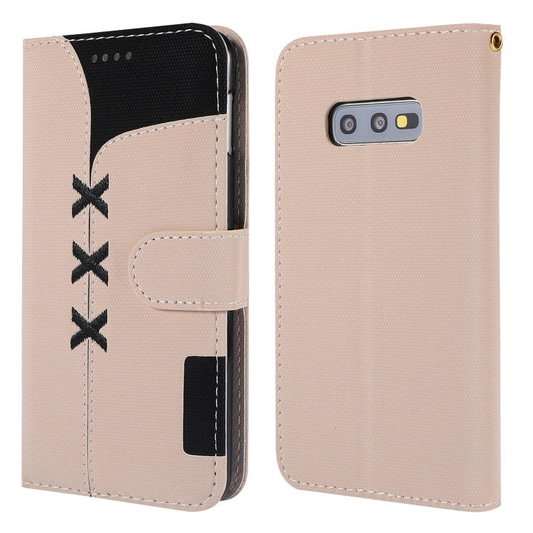 Fabric Stitching Embroidery Horizontal Flip Leather Case With Holder & Card Slots & Wallet for Galaxy S10e