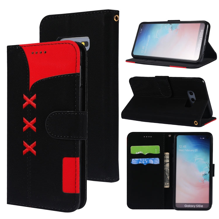 Fabric Stitching Embroidery Horizontal Flip Leather Case With Holder & Card Slots & Wallet for Galaxy S10e