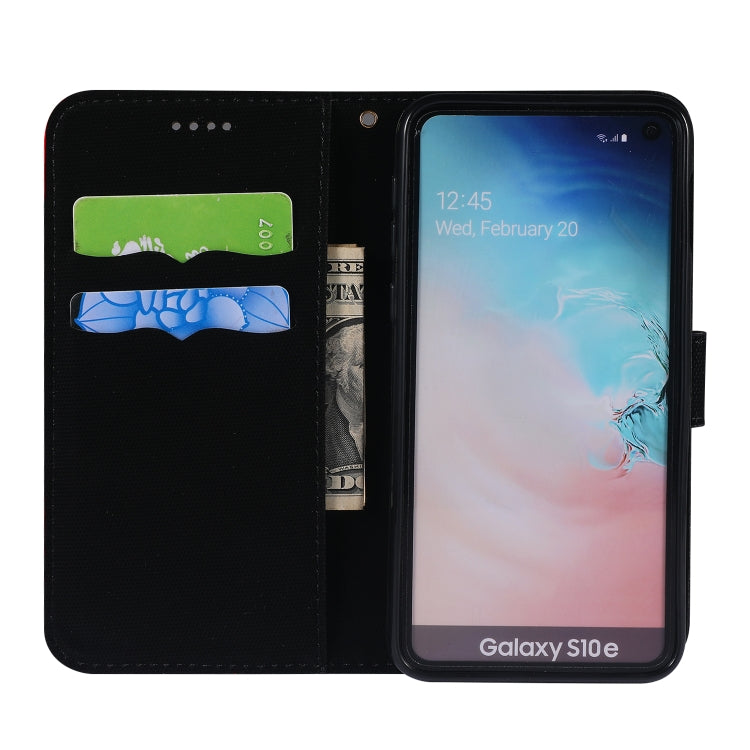 Fabric Stitching Embroidery Horizontal Flip Leather Case With Holder & Card Slots & Wallet for Galaxy S10e