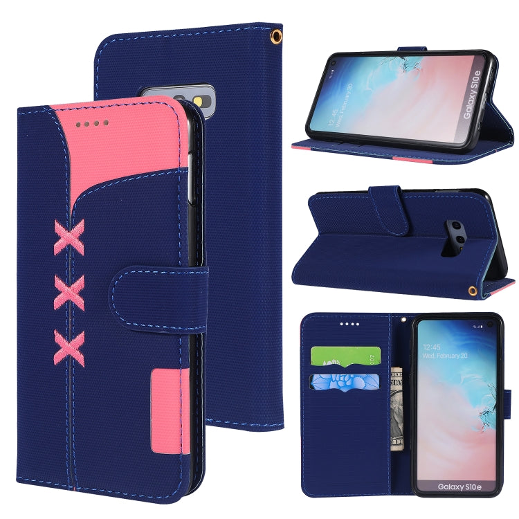 Fabric Stitching Embroidery Horizontal Flip Leather Case With Holder & Card Slots & Wallet for Galaxy S10e