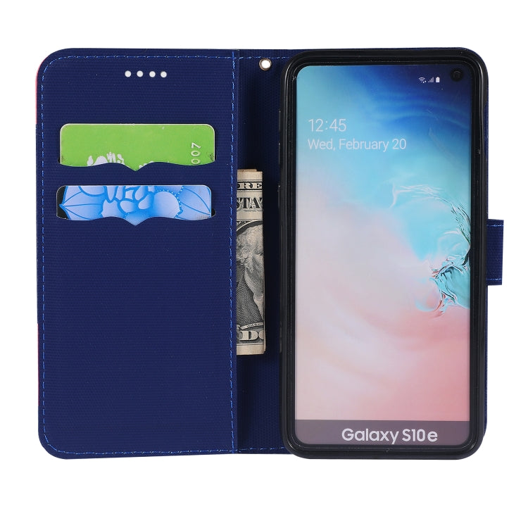 Fabric Stitching Embroidery Horizontal Flip Leather Case With Holder & Card Slots & Wallet for Galaxy S10e