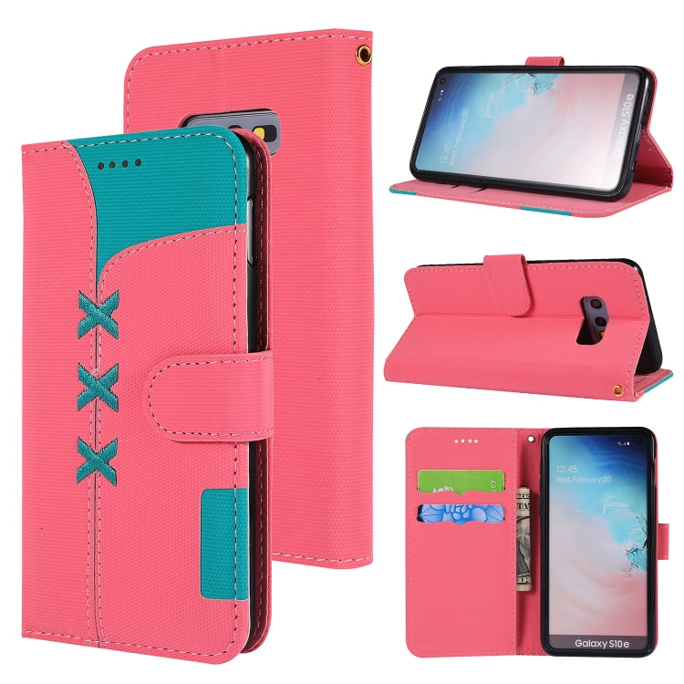 Fabric Stitching Embroidery Horizontal Flip Leather Case With Holder & Card Slots & Wallet for Galaxy S10e