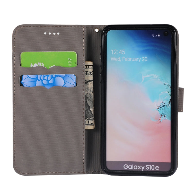 Fabric Stitching Embroidery Horizontal Flip Leather Case With Holder & Card Slots & Wallet for Galaxy S10e