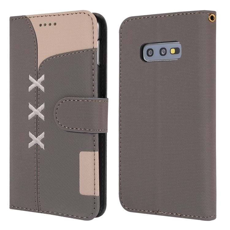 Fabric Stitching Embroidery Horizontal Flip Leather Case With Holder & Card Slots & Wallet for Galaxy S10e