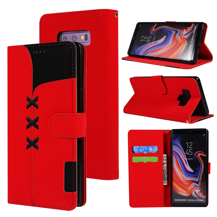 Fabric Stitching Embroidery Horizontal Flip Leather Case With Holder & Card Slots & Wallet for Galaxy Note 9