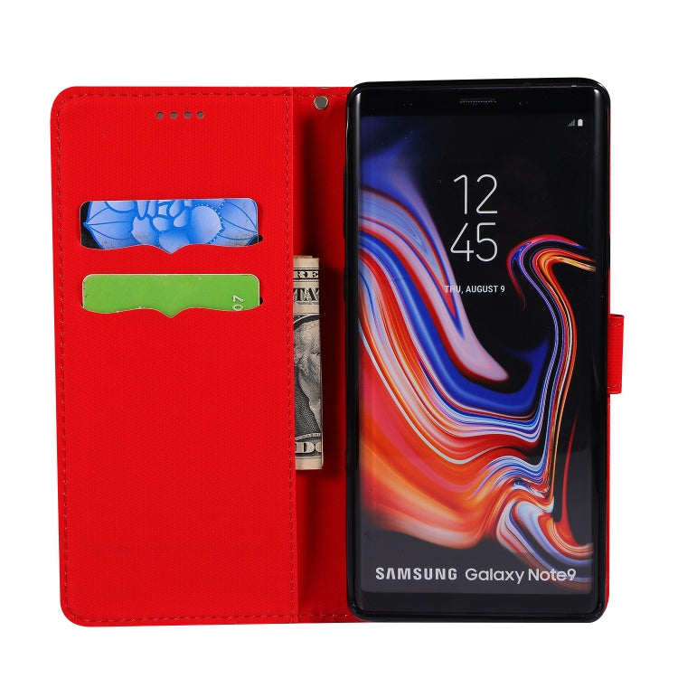 Fabric Stitching Embroidery Horizontal Flip Leather Case With Holder & Card Slots & Wallet for Galaxy Note 9