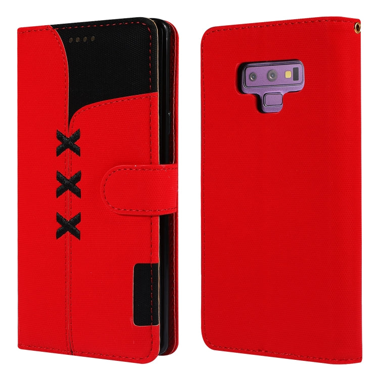 Fabric Stitching Embroidery Horizontal Flip Leather Case With Holder & Card Slots & Wallet for Galaxy Note 9