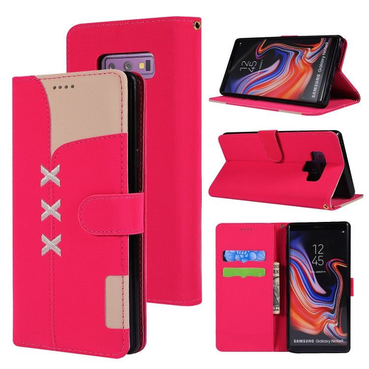 Fabric Stitching Embroidery Horizontal Flip Leather Case With Holder & Card Slots & Wallet for Galaxy Note 9