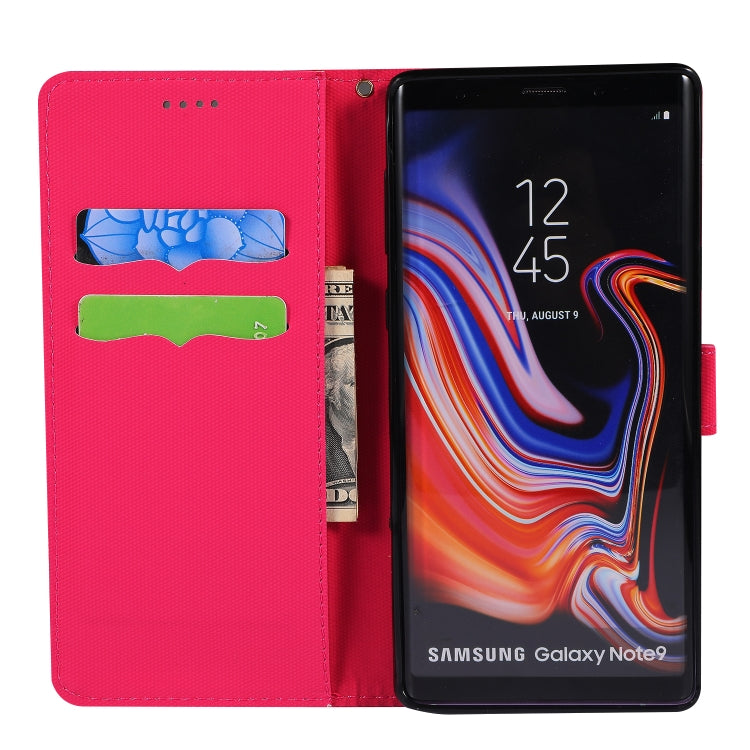 Fabric Stitching Embroidery Horizontal Flip Leather Case With Holder & Card Slots & Wallet for Galaxy Note 9