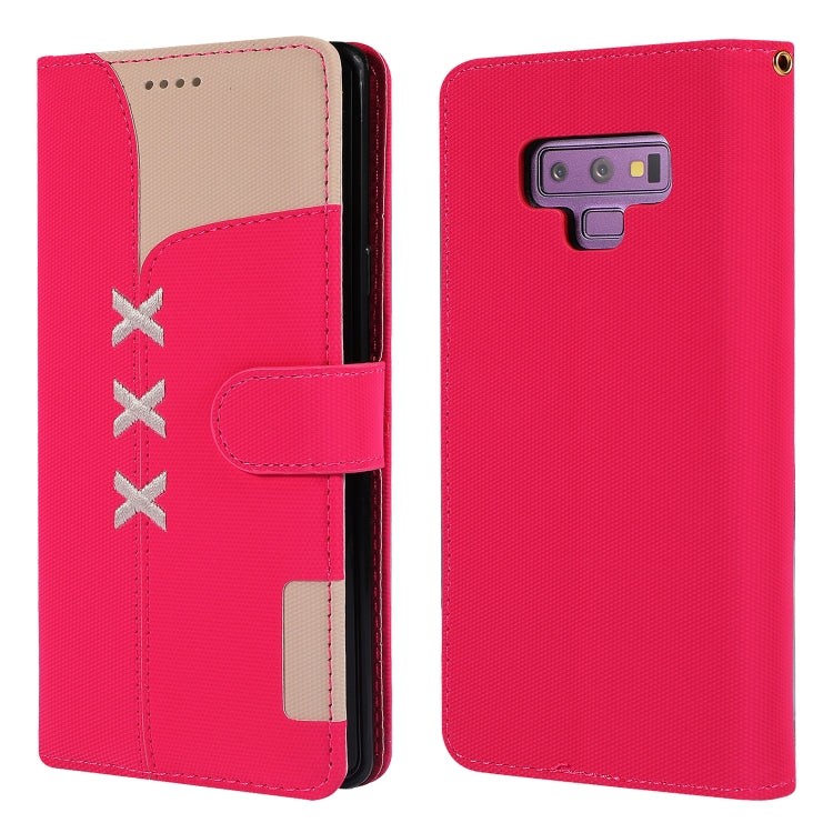 Fabric Stitching Embroidery Horizontal Flip Leather Case With Holder & Card Slots & Wallet for Galaxy Note 9