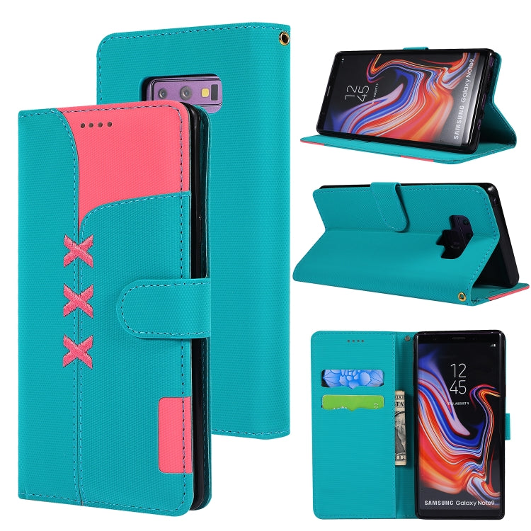 Fabric Stitching Embroidery Horizontal Flip Leather Case With Holder & Card Slots & Wallet for Galaxy Note 9