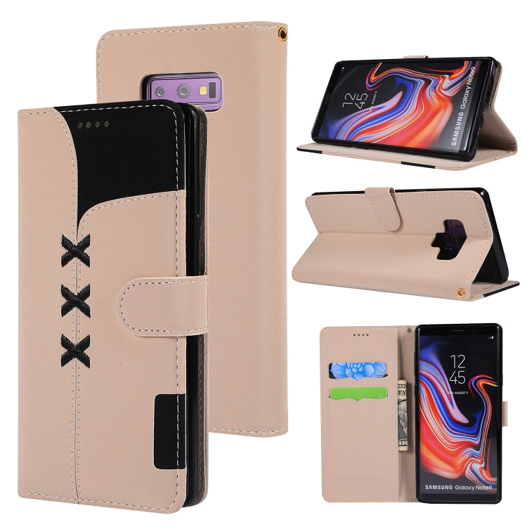 Fabric Stitching Embroidery Horizontal Flip Leather Case With Holder & Card Slots & Wallet for Galaxy Note 9