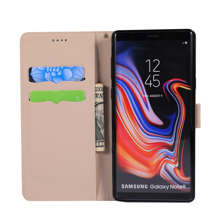 Fabric Stitching Embroidery Horizontal Flip Leather Case With Holder & Card Slots & Wallet for Galaxy Note 9