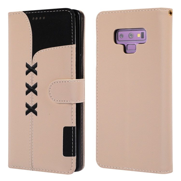 Fabric Stitching Embroidery Horizontal Flip Leather Case With Holder & Card Slots & Wallet for Galaxy Note 9