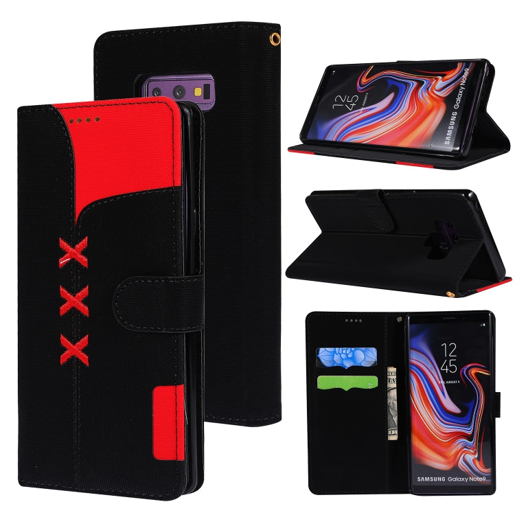 Fabric Stitching Embroidery Horizontal Flip Leather Case With Holder & Card Slots & Wallet for Galaxy Note 9