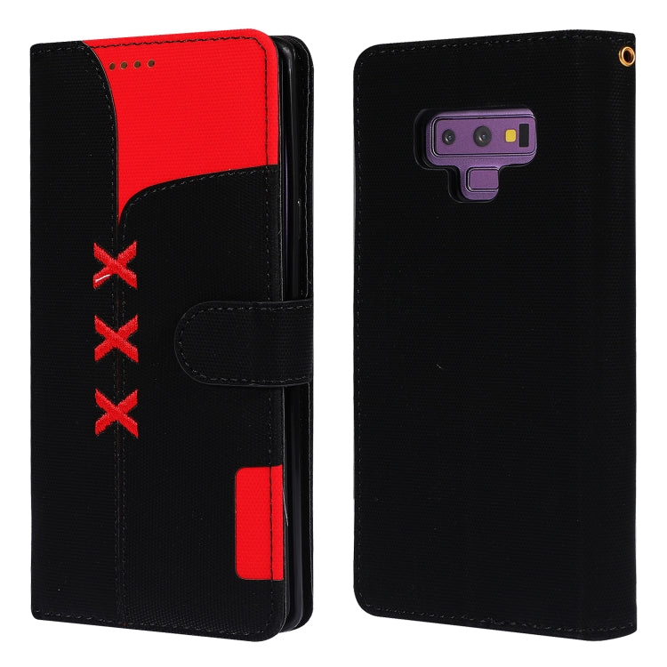 Fabric Stitching Embroidery Horizontal Flip Leather Case With Holder & Card Slots & Wallet for Galaxy Note 9