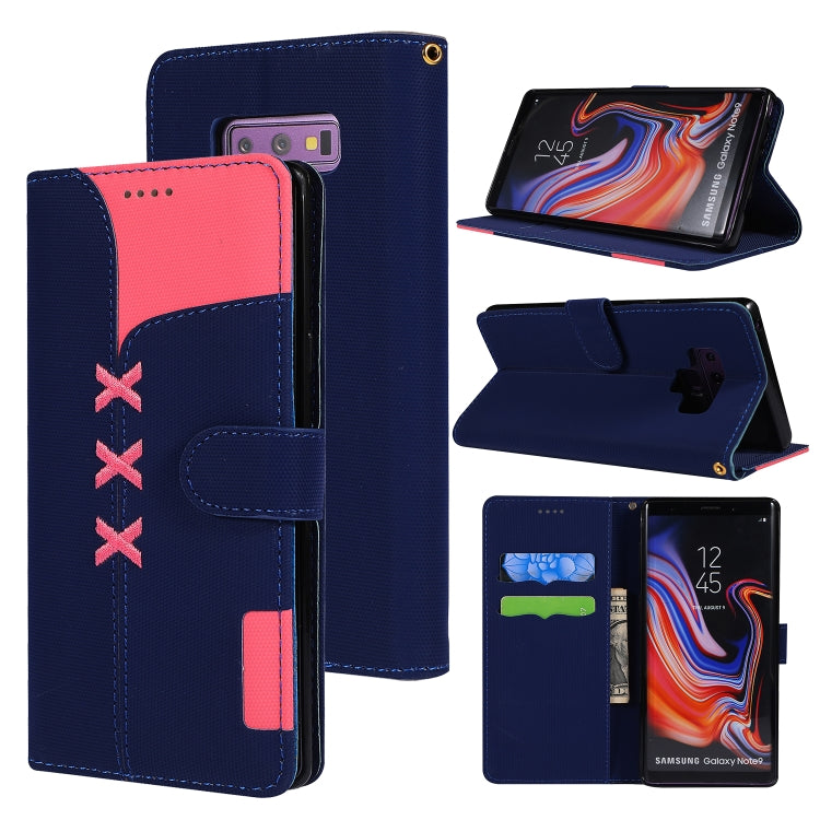 Fabric Stitching Embroidery Horizontal Flip Leather Case With Holder & Card Slots & Wallet for Galaxy Note 9