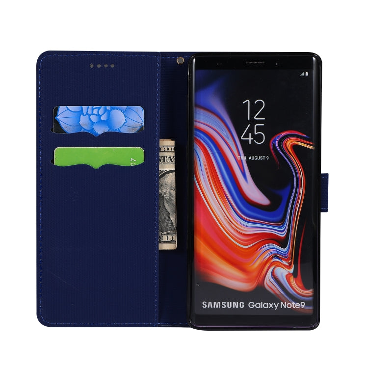 Fabric Stitching Embroidery Horizontal Flip Leather Case With Holder & Card Slots & Wallet for Galaxy Note 9