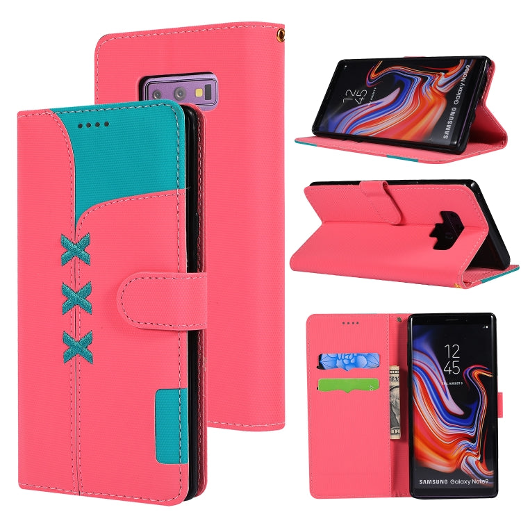 Fabric Stitching Embroidery Horizontal Flip Leather Case With Holder & Card Slots & Wallet for Galaxy Note 9