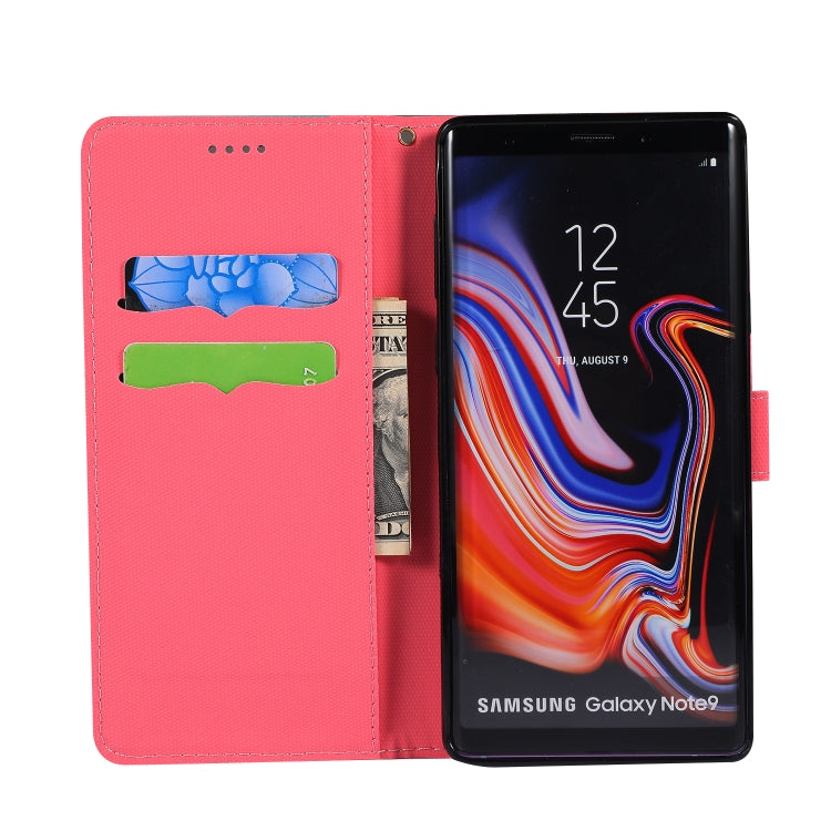 Fabric Stitching Embroidery Horizontal Flip Leather Case With Holder & Card Slots & Wallet for Galaxy Note 9