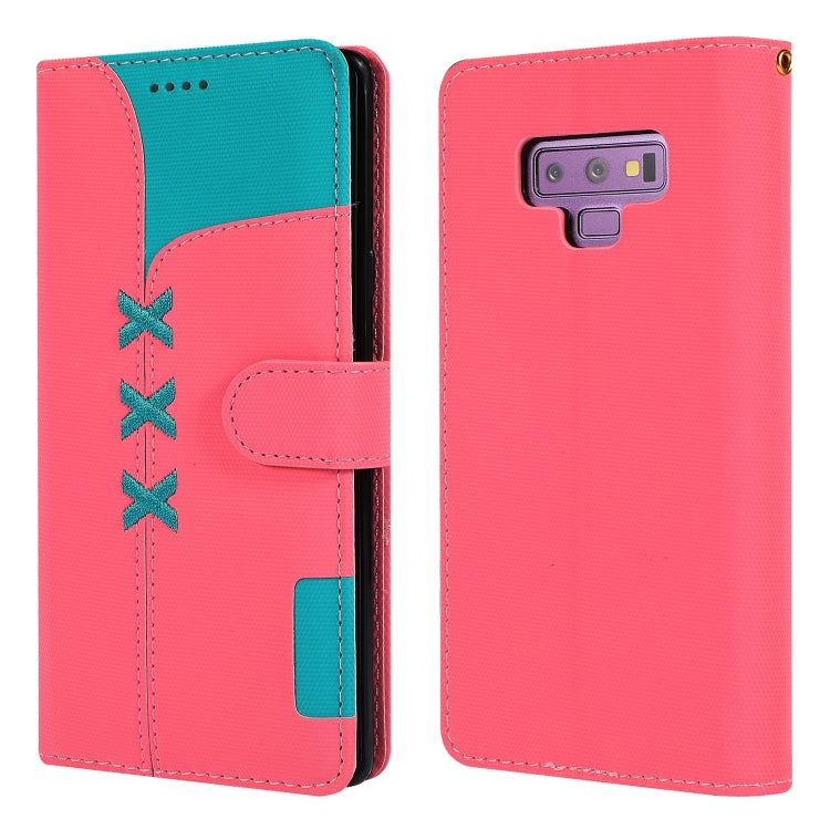 Fabric Stitching Embroidery Horizontal Flip Leather Case With Holder & Card Slots & Wallet for Galaxy Note 9