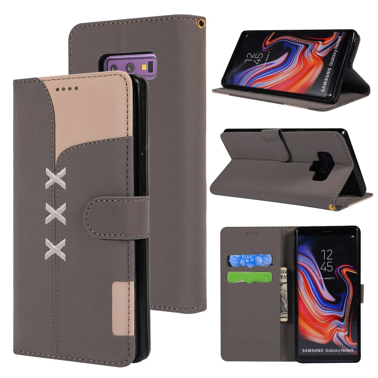 Fabric Stitching Embroidery Horizontal Flip Leather Case With Holder & Card Slots & Wallet for Galaxy Note 9